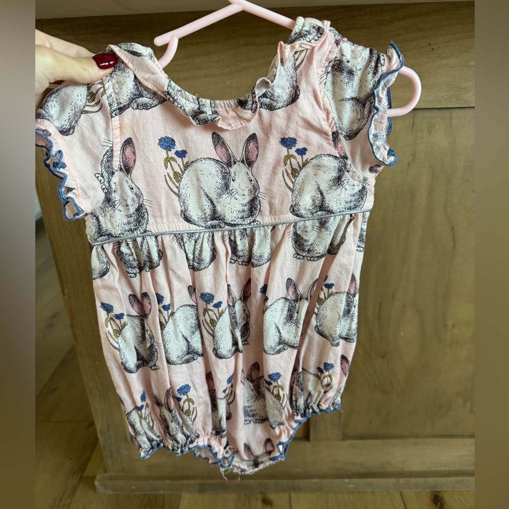 Pink Chicken Pink Bunny Print One Piece